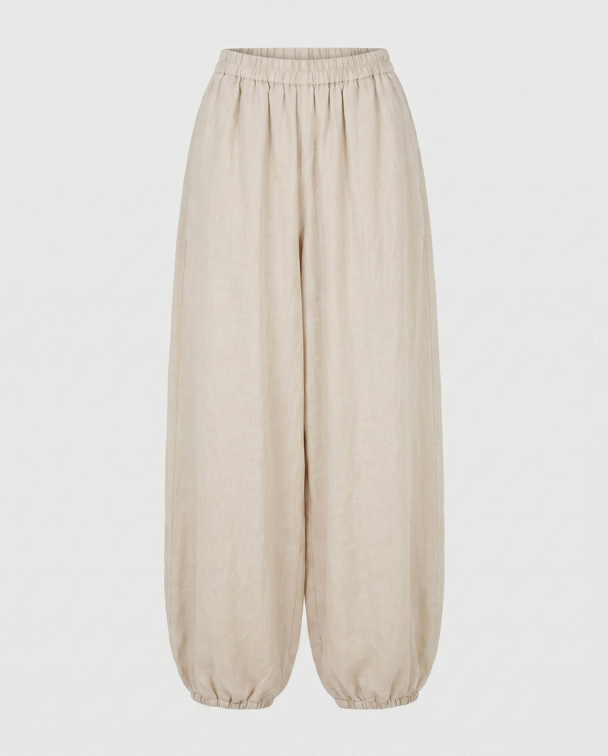 Women's Airy Linen Pants with Wide Cut and Elastic Waistband