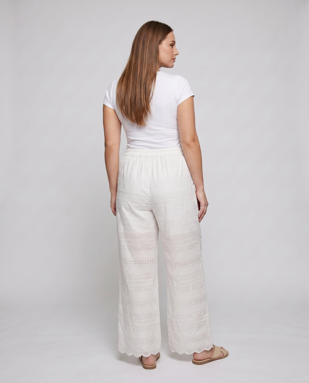 Women's Airy Palazzo Pants made of High-Quality Linen - Back View