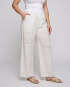 Women's Airy Palazzo Pants made of High-Quality Linen - Lower Body View