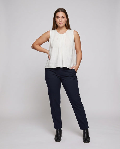 Women's Airy Blouse Shirt with Fine Ruffle Details - Front View
