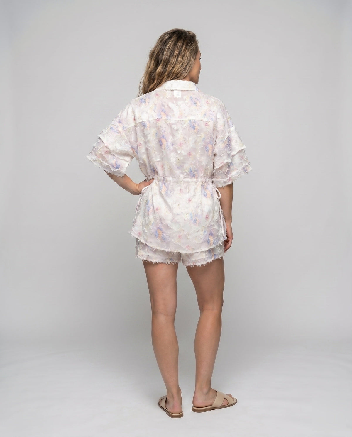 Women's Shirt Dress in a Casual Style with Floral Details - Back View