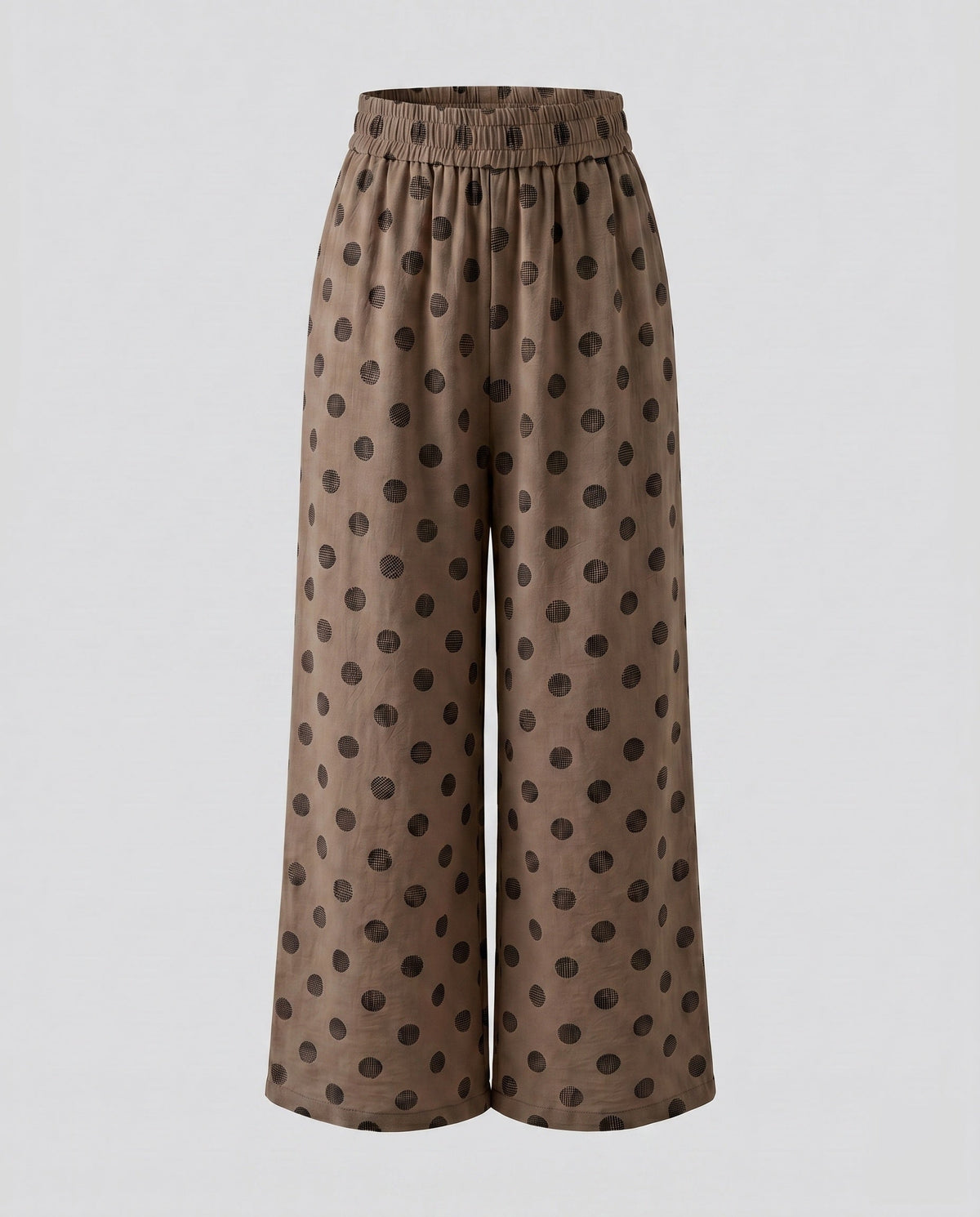 Women's Elastic Cropped Pants with Polka Dot Pattern