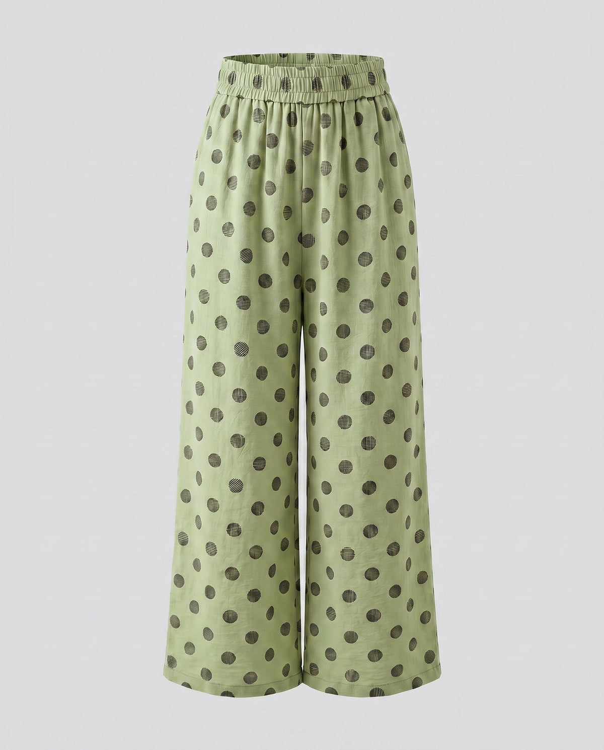 Women's Elastic Cropped Pants with Polka Dot Pattern