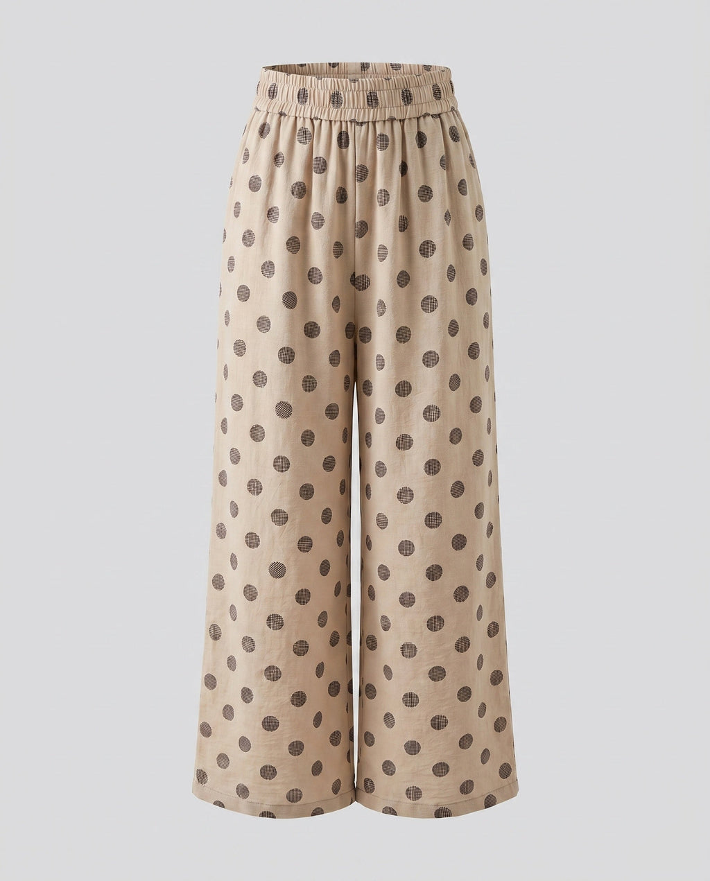 Women's Elastic Cropped Pants with Polka Dot Pattern