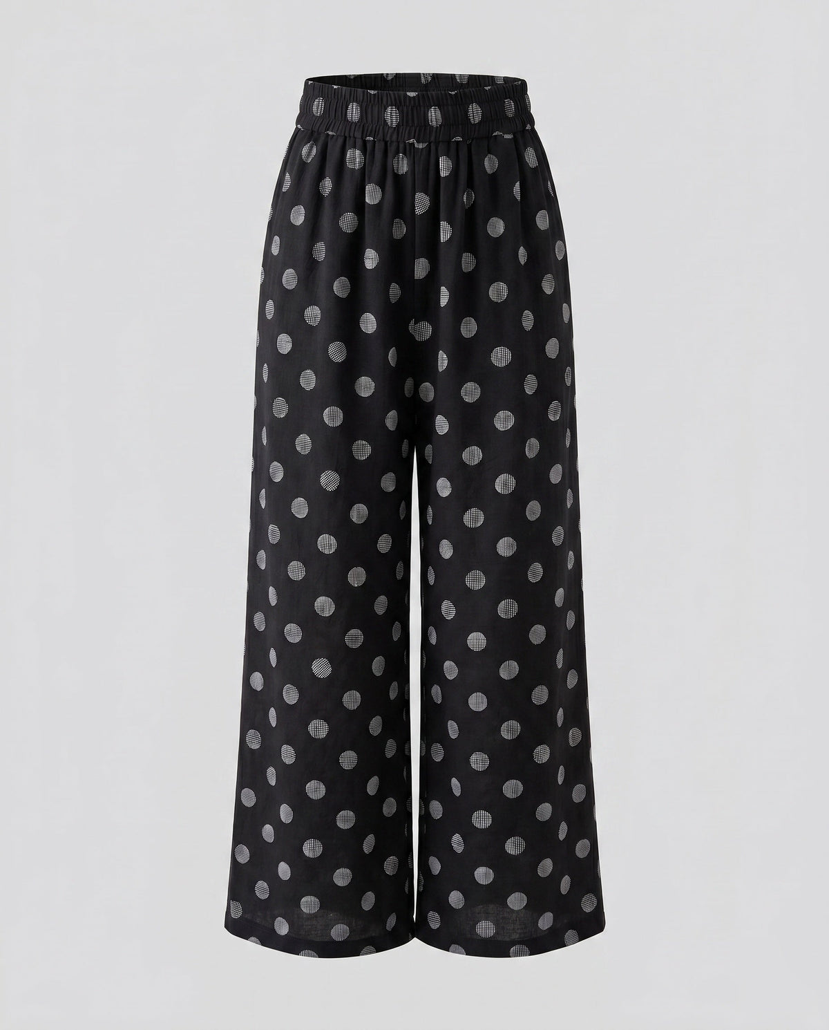 Women's Elastic Cropped Pants with Polka Dot Pattern