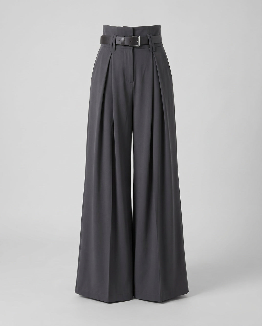 Women's Elegant High-Waist Release Pants with Belt and Wide Leg