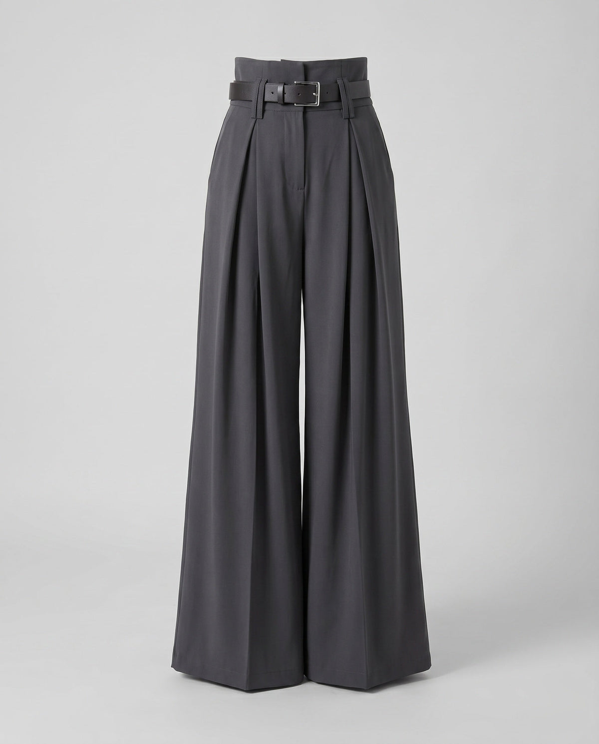 Women's Elegant High-Waist Release Pants with Belt and Wide Leg
