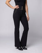Women's Elegant High-Waisted Trousers with Decorative Button Details - Lower Body View