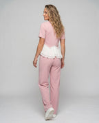 Women's Elegant and Modern Ensemble with Ruffle Details and Wide Leg - Back View
