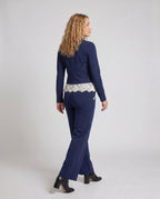 Women's Elegant Two-Piece Set with Fine Lace and Tailored Blazer - Back View