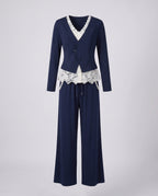 Women's Elegant Two-Piece Set with Fine Lace and Tailored Blazer
