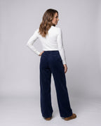 Women's Casual Wide-Leg Sweatpants with High Waist, Practical Pockets - Back View