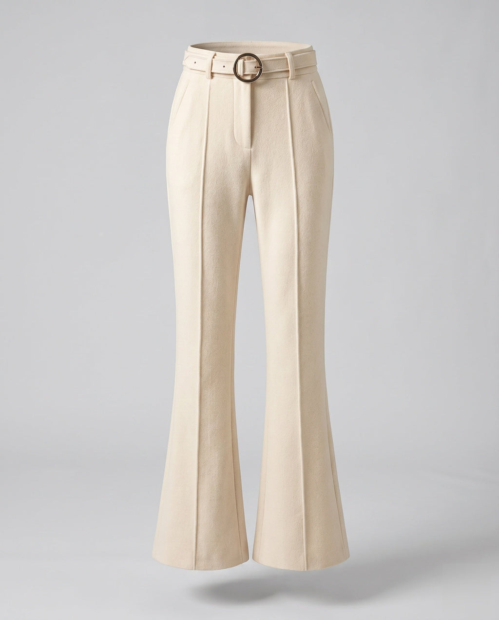 Women's Fashion Pleated Trousers with Elegant Belt and Wide Leg