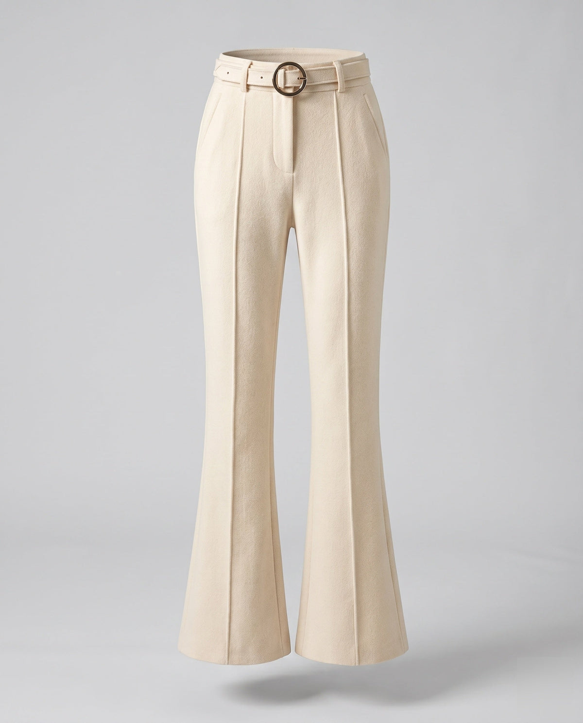 Women's Fashion Pleated Trousers with Elegant Belt and Wide Leg