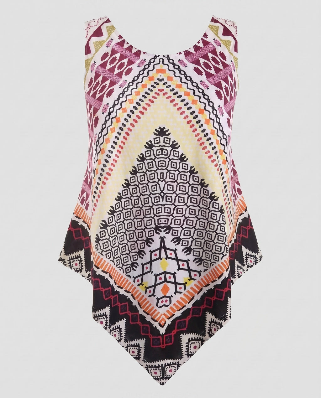 Women's Asymmetrical Blouse Top with Creative Patterns