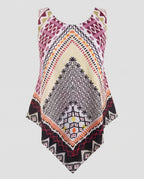 Women's Asymmetrical Blouse Top with Creative Patterns
