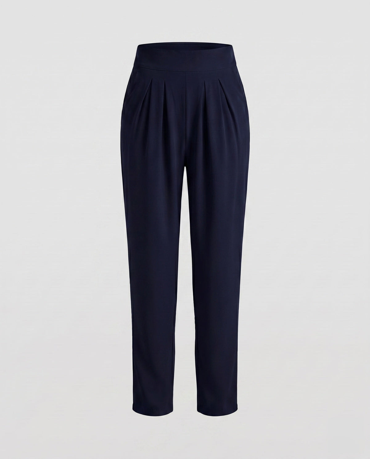 Women's Elegant High-Waist Pants with Pleats and Practical Pockets