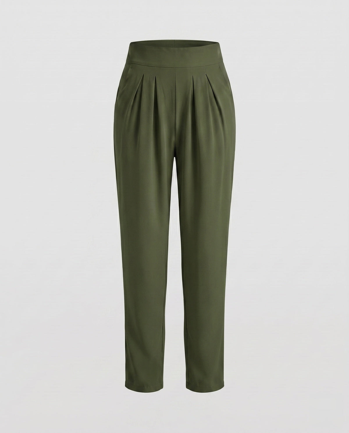 Women's Elegant High-Waist Pants with Pleats and Practical Pockets