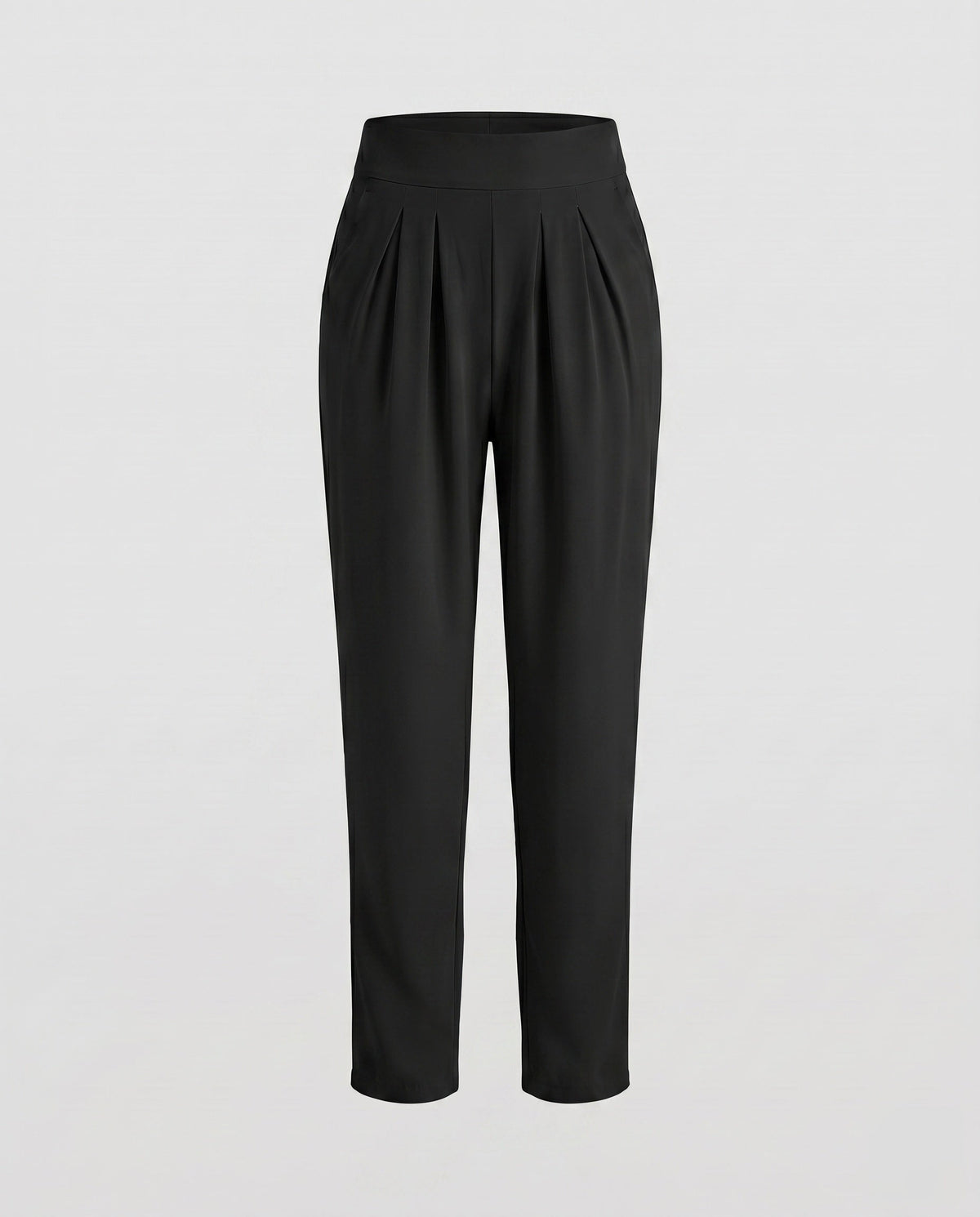 Women's Elegant High-Waist Pants with Pleats and Practical Pockets