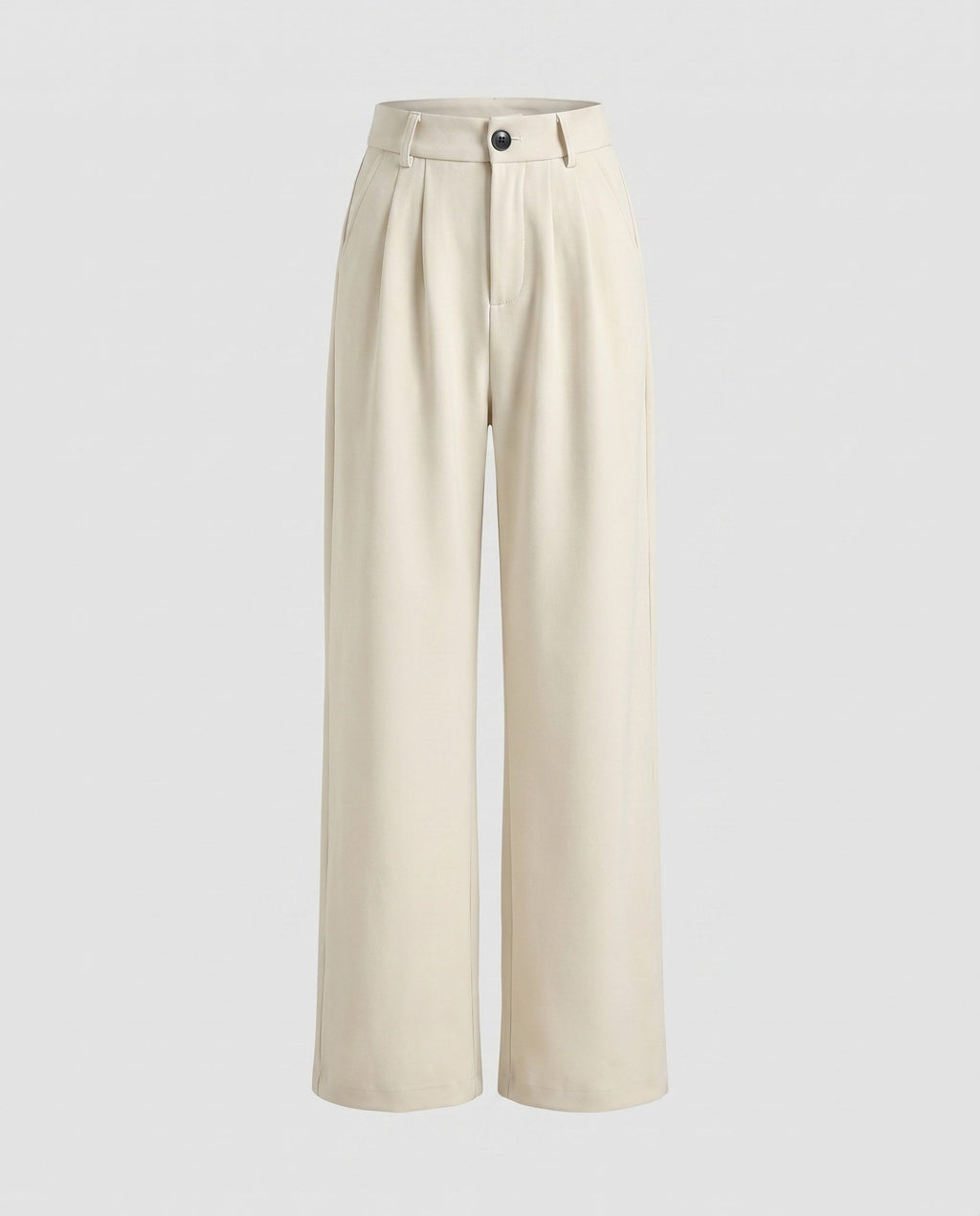 Women's High-Waisted Pleated Culottes with Belt Loops and Side Pockets