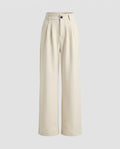 Women's High-Waisted Pleated Culottes with Belt Loops and Side Pockets