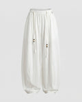 Women's High-Waisted Harem Pants with Wide Legs, Elastic Waistband