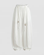 Women's High-Waisted Harem Pants with Wide Legs, Elastic Waistband