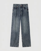 Women's High-Waisted Jeans with Wide Leg, Straight Cut
