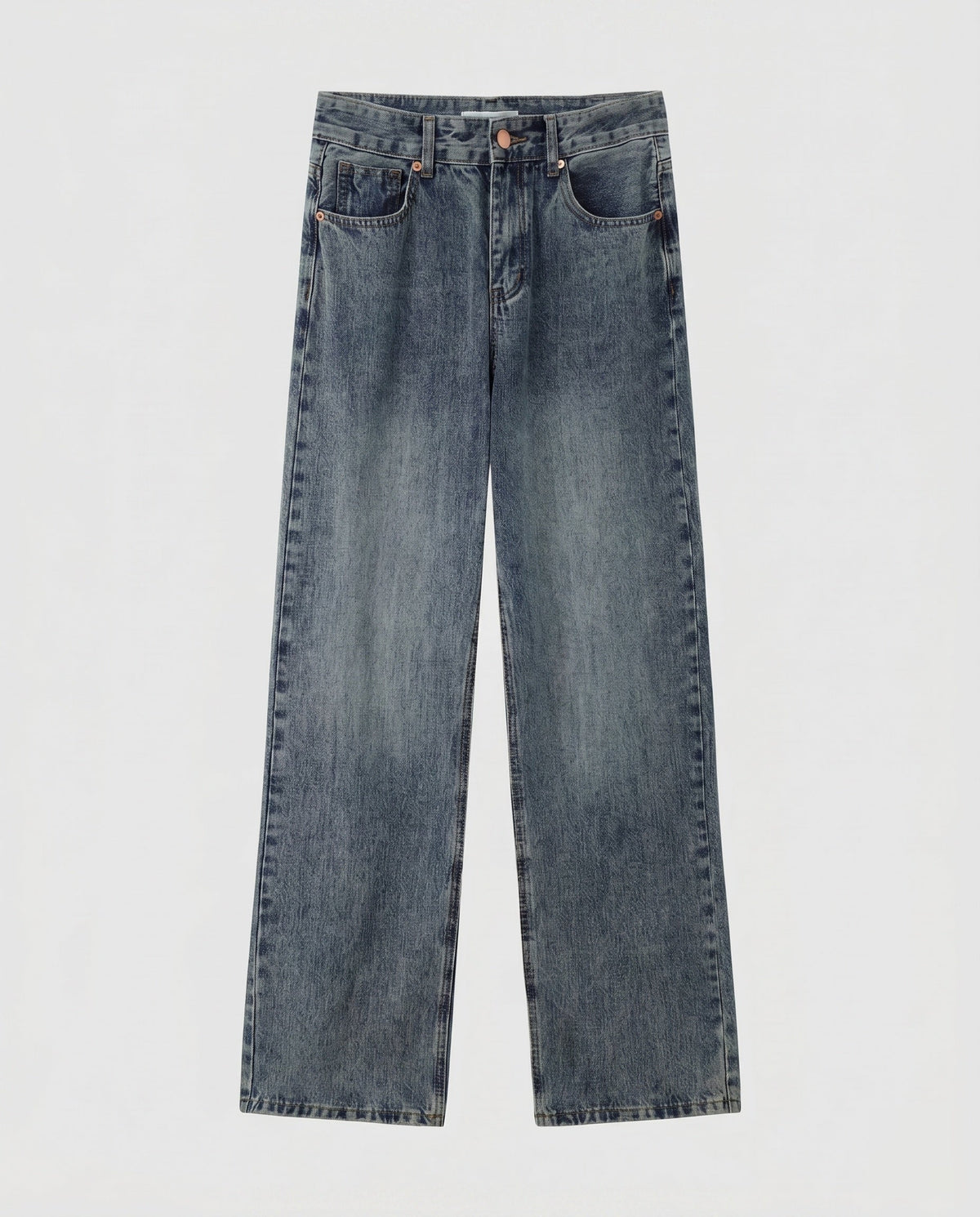 Women's High-Waisted Jeans with Wide Leg, Straight Cut