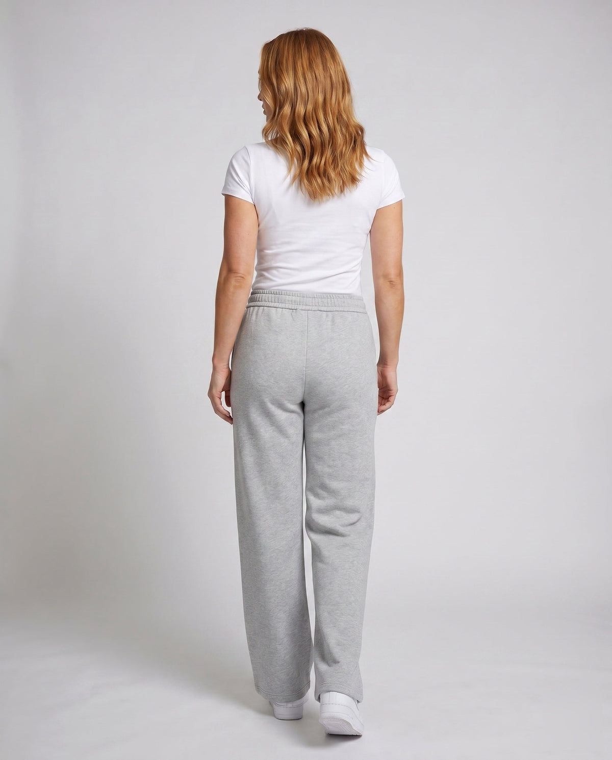 Women's High-Cut Wide Lounge Pants made of Soft Sweat Material - Back View