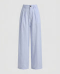 Women's High-Waisted Pleated Trousers with Wide Legs, Belt Loops