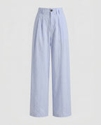 Women's High-Waisted Pleated Trousers with Wide Legs, Belt Loops