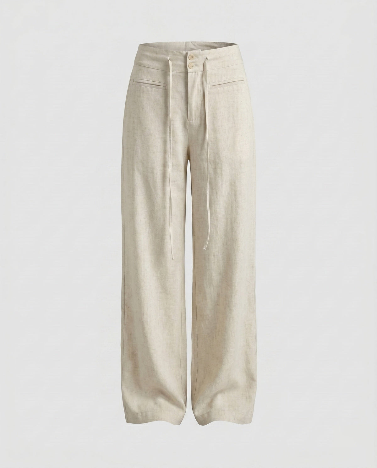 Women's High-Waisted Linen Palazzo Pants with Drawstring