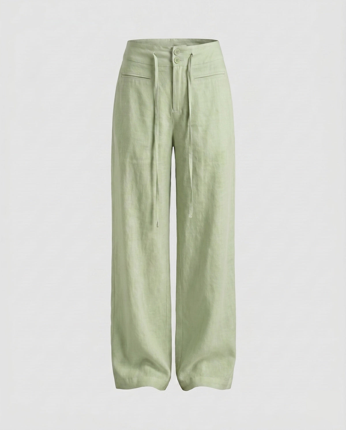 Women's High-Waisted Linen Palazzo Pants with Drawstring