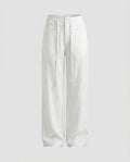Women's High-Waisted Linen Palazzo Pants with Drawstring