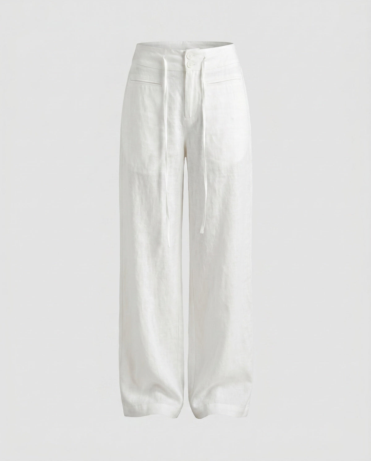 Women's High-Waisted Linen Palazzo Pants with Drawstring