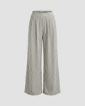 Women's High-Waisted Pleated Trousers with Wide Legs