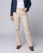 Women's High-Waisted Wide Cotton Pants with Elastic Lace Waistband - Lower Body View