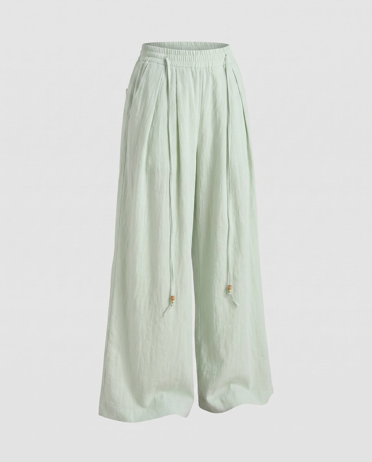 Women's Airy-Wide Linen Pants with Pleats, Drawstring Waistband