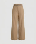 Women's Elegant High-Waisted Pants with Wide Leg and Belt