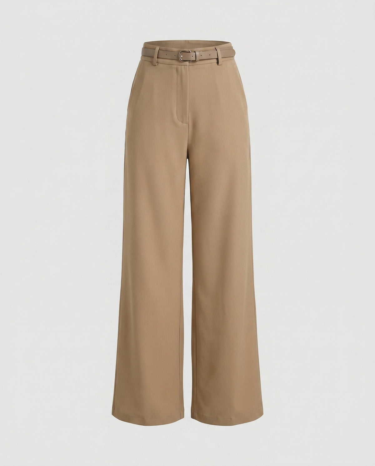 Women's Elegant High-Waisted Pants with Wide Leg and Belt