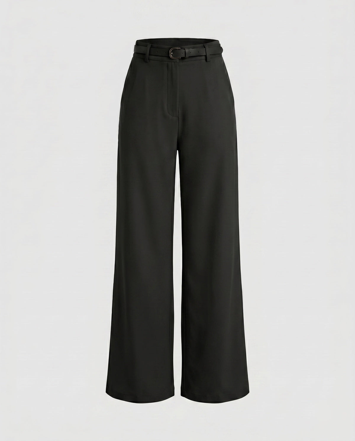 Women's Elegant High-Waisted Pants with Wide Leg and Belt