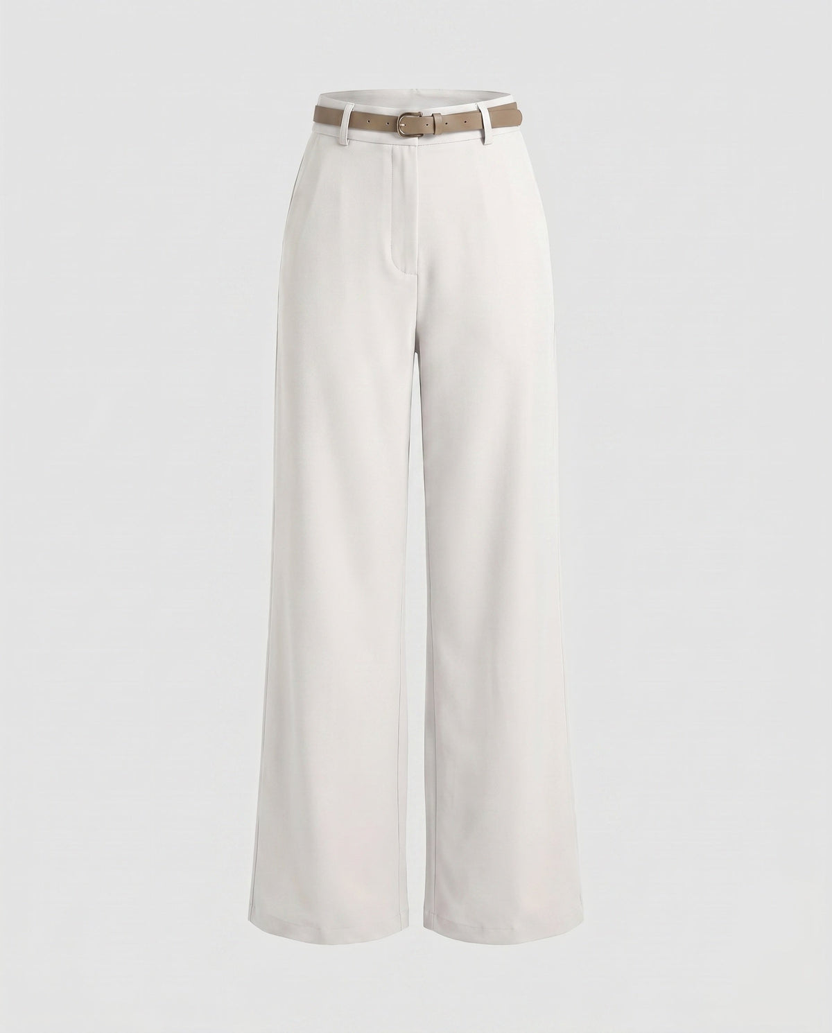 Women's Elegant High-Waisted Pants with Wide Leg and Belt