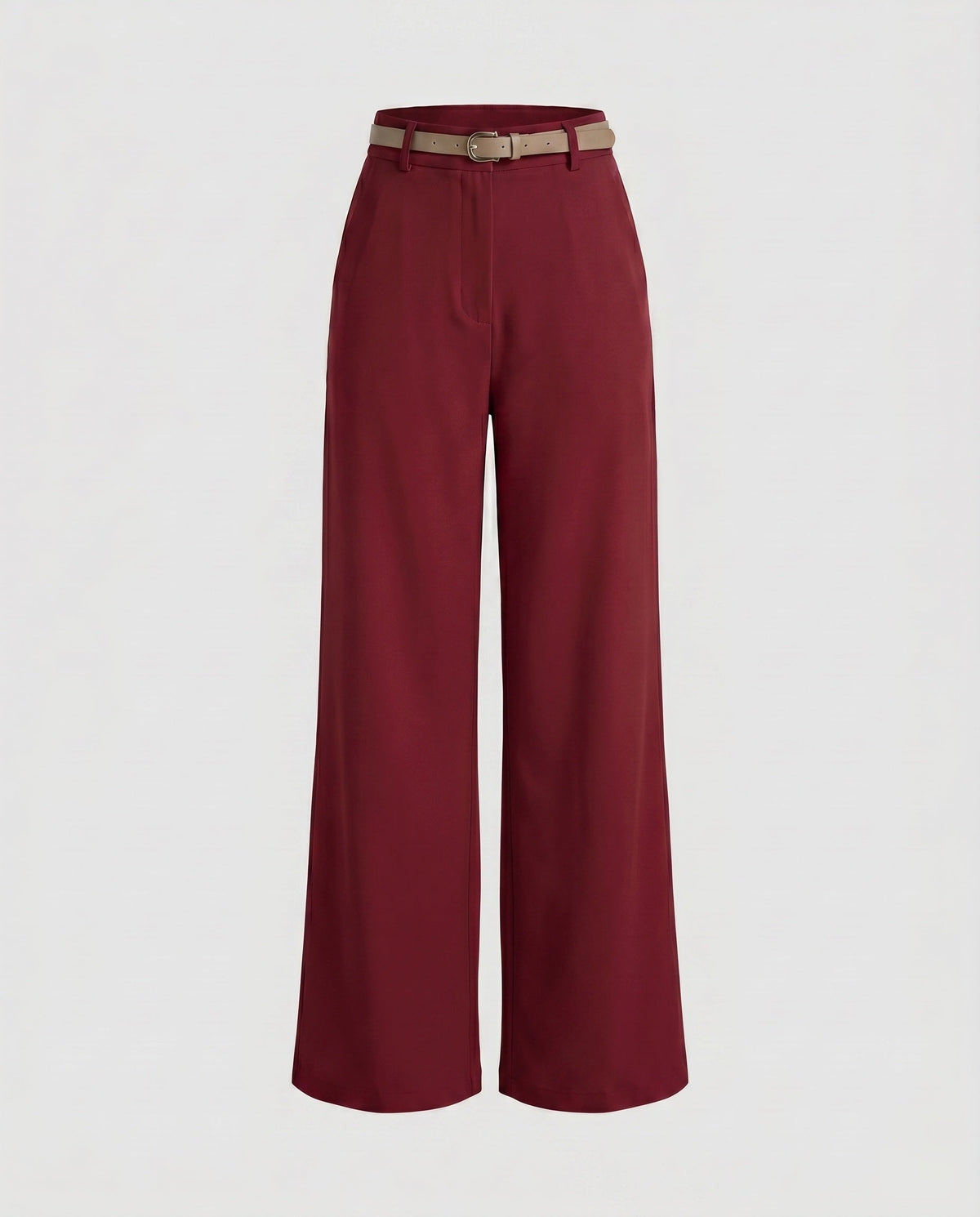 Women's Elegant High-Waisted Pants with Wide Leg and Belt
