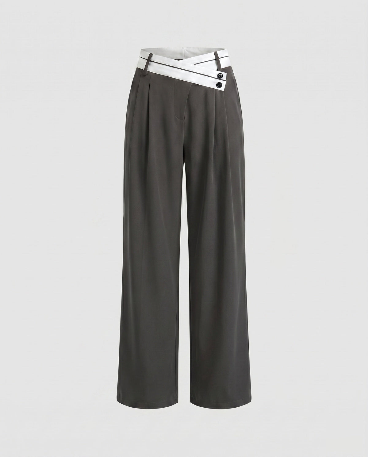 Women's Elegant Tailored Chino Pants with Asymmetric Waistband