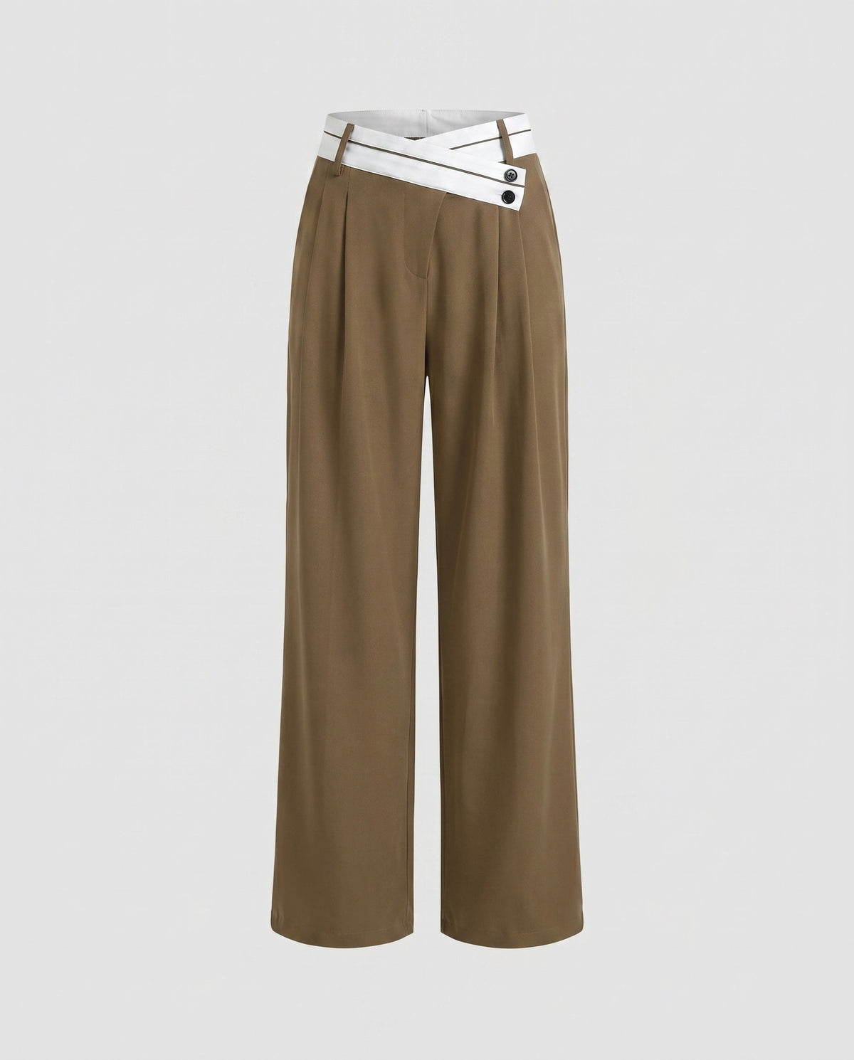 Women's Elegant Tailored Chino Pants with Asymmetric Waistband