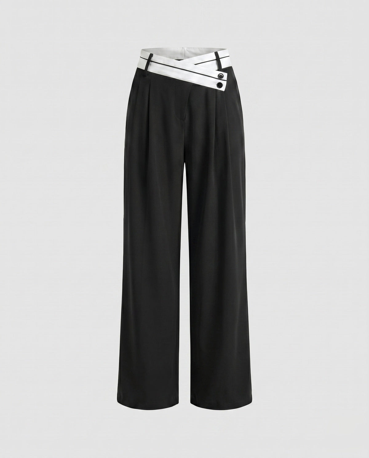 Women's Elegant Tailored Chino Pants with Asymmetric Waistband