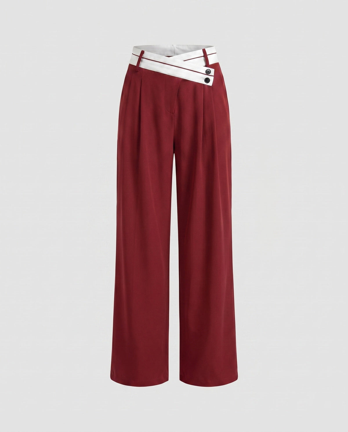 Women's Elegant Tailored Chino Pants with Asymmetric Waistband