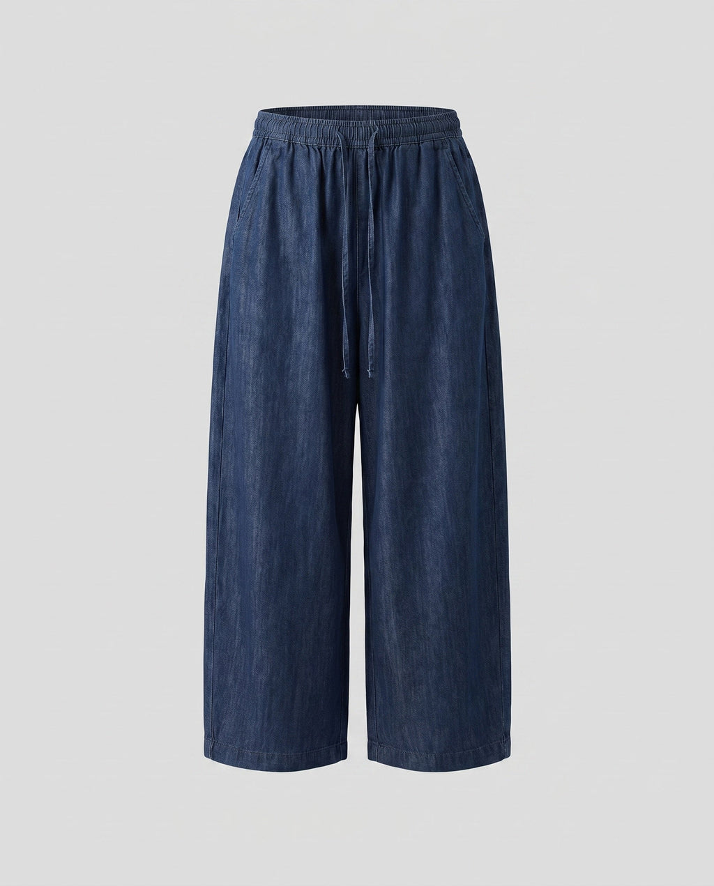 Women's Loose Denim Pants with Casual Cut and Elastic Cuff