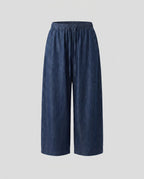 Women's Loose Denim Pants with Casual Cut and Elastic Cuff